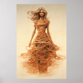 Na moda Spaghetti Fashion Design de Sketch Poster