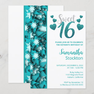 Na moda Teal Sweet 16 Convite