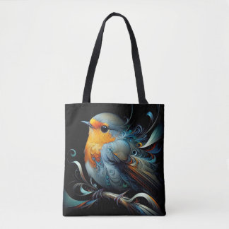 Na moda Tote Bag, Medium Robin Bird impressão