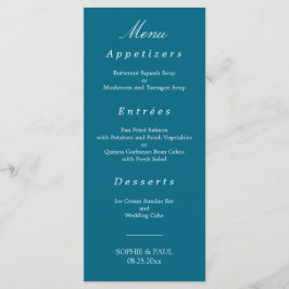 Na moda Turquoise Blue Weding Menu