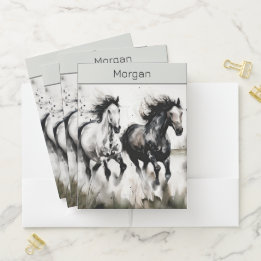 Na moda Watercolor Executando Cavalos Personalizad