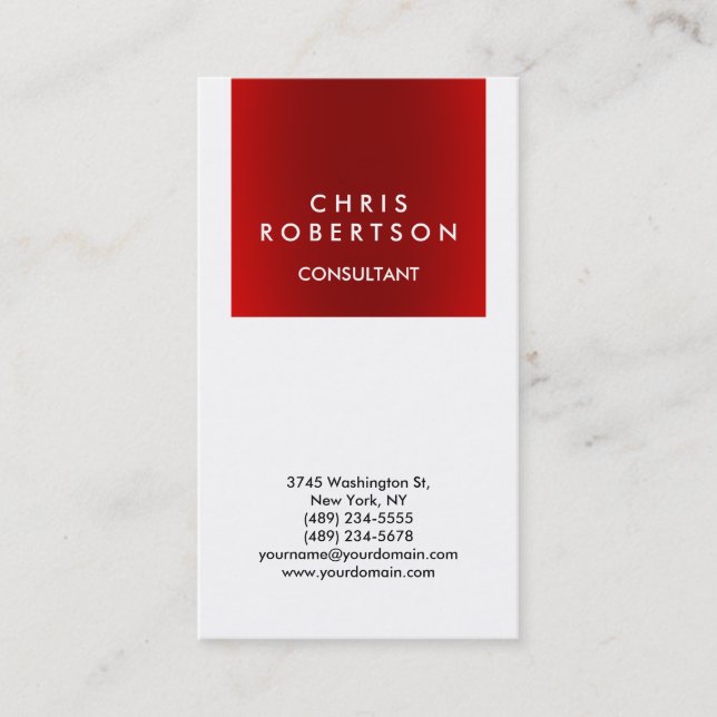 Na moda White Red Trendy Consultant Cartão de visi (Frente)