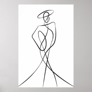 Na moda Woman Line Art Poster