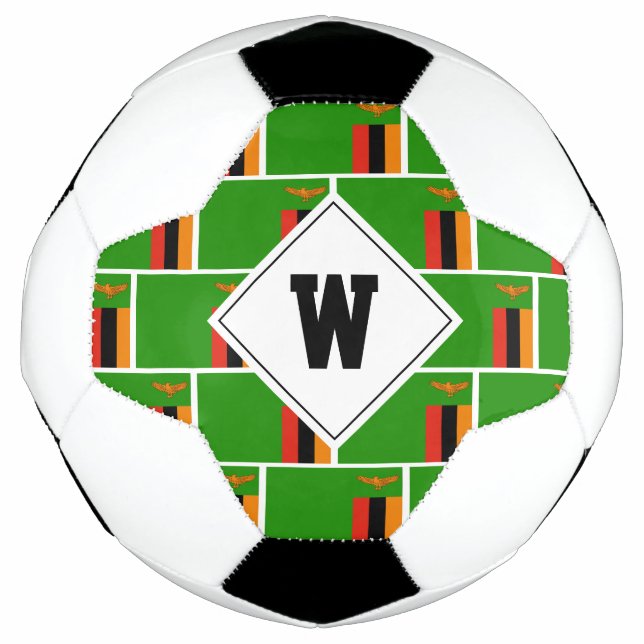Na moda ZAMBIA FLAG Monograma Bola de Futebol (Frente)