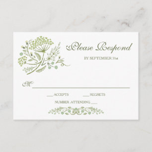 Na pradaria que Wedding o cartão de RSVP