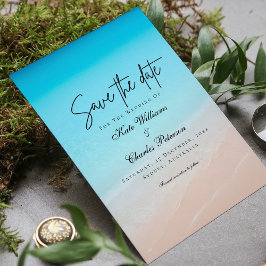 Na praia, casamento na praia Salve o Cartão de Dat
