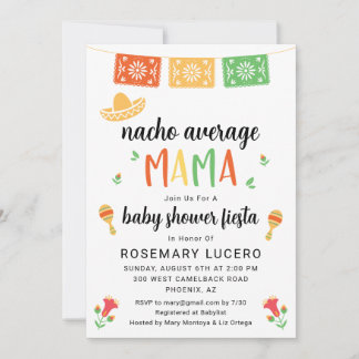 Nacho Média Mama Fiesta Chá de fraldas Convite