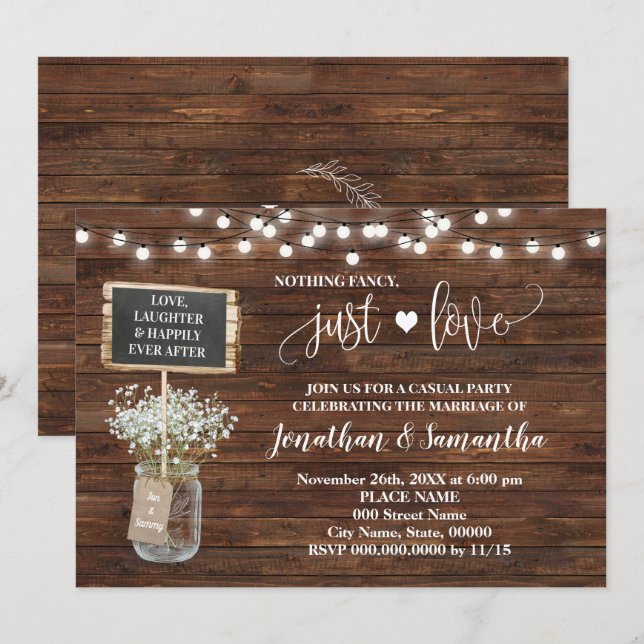 Nada de Fantasia, Apenas Casamento Furtivo Convite (Frente/Verso)