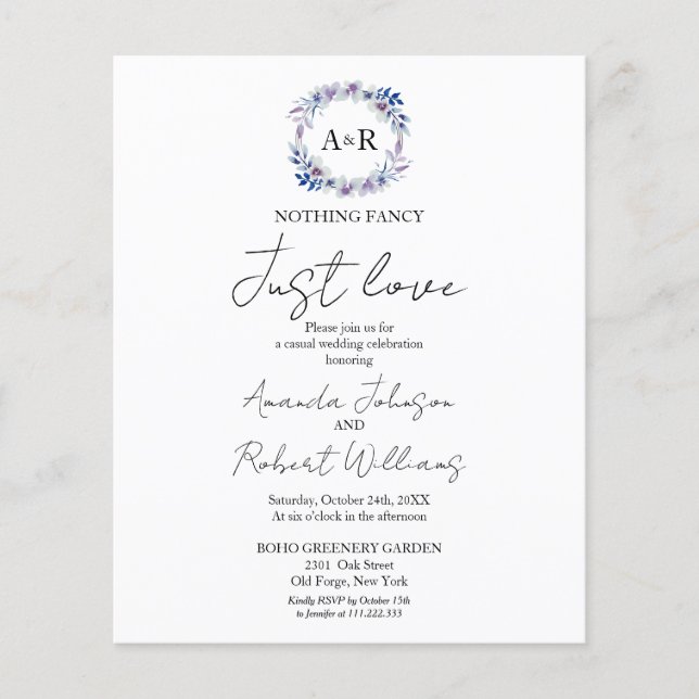 Nada Rico Adora Convite De Casamento De Orçamento (Frente)