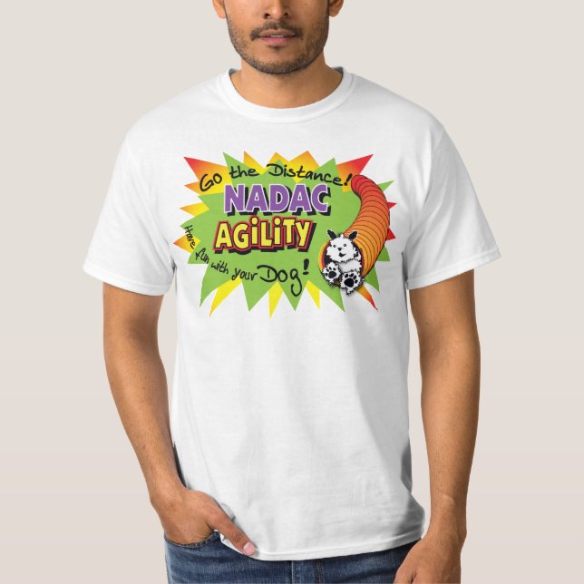 NADAC t-shirt preto & branco de Tunnelers do cão (Frente)