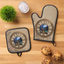 Nadador de galos pretos com relógios e engrenagens