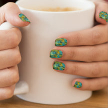 Unhas Abstrato verde e azul