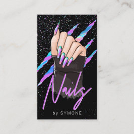 Nail Artist Holographic Modern Glam Cartão de visi