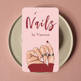 Nail Artist Salon Pink Qr Code Cartão de visita