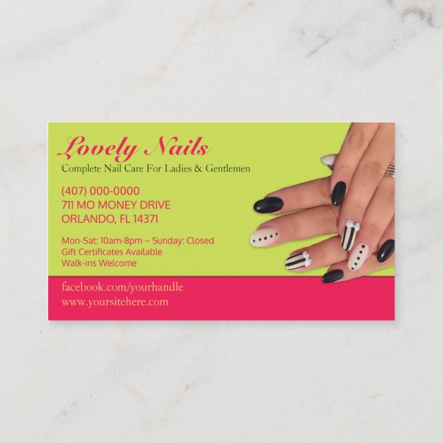 Nail Salon Technician Cartão de visita (Verso)