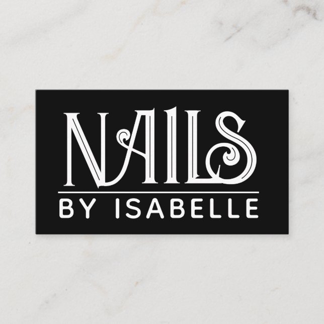 Nail Tech Nail Artist Dourado Black Cartão de visi (Frente)