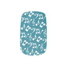Notas de música Quedas de unhas - Teal e Branco