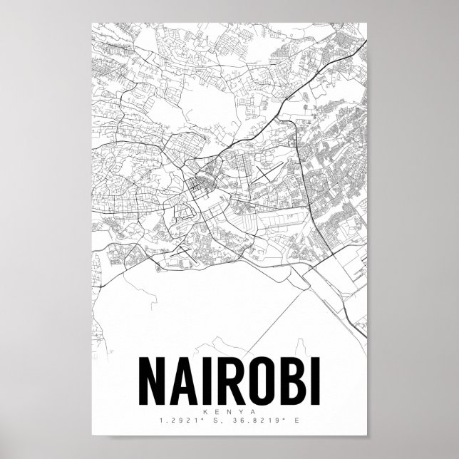 Nairobi Kenya Minimalist Map Art Poster (Frente)