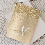 Nam Monograma de Impressão de Glitter Metálico Bru<br><div class="desc">Personalize facilmente esta moda design de capa de ipad de de chic com bonito brilho dourado em um fundo metálico escovado de ouro.</div>