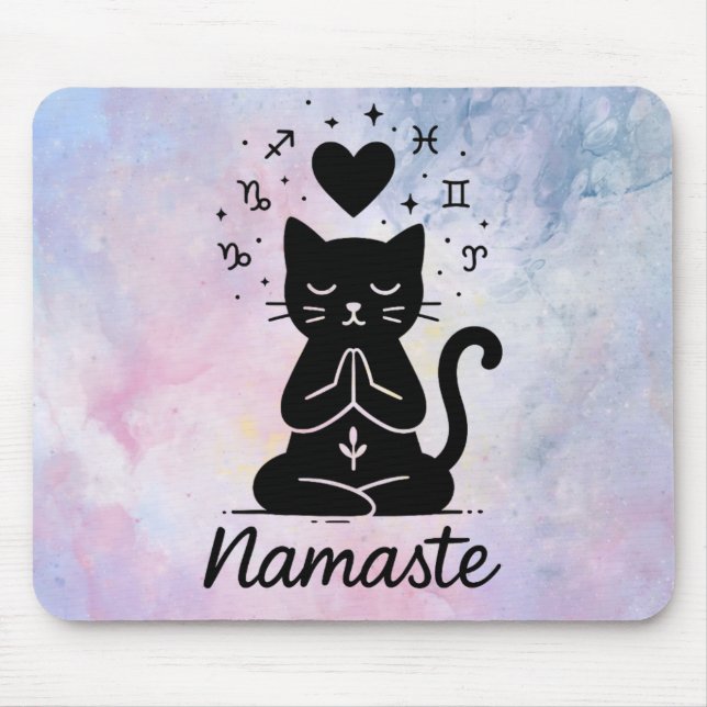 Namaste Cat Mousepad - Zen Yoga Cat Design (Frente)