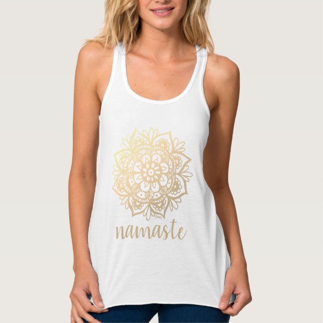 Namaste Dourado Mandala Yoga Tank Top (Frente)