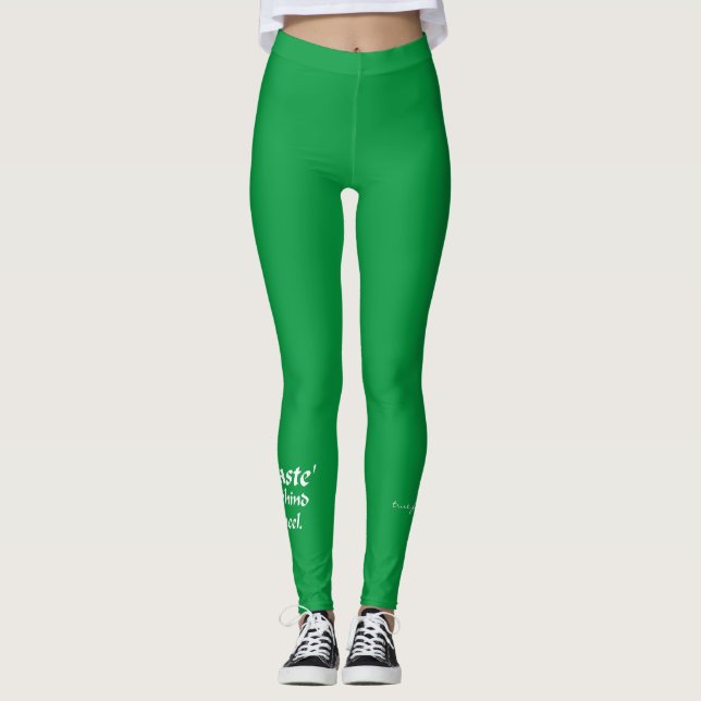 Namaste Sober dirigindo leggings verdes (Frente)