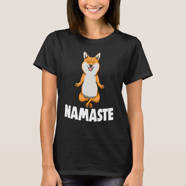 Namaste Yoga Animal Corgi Camisetas (Frente)