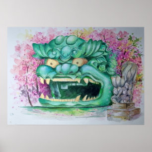 Namba Yasaka Shrine Osaka Watercolor Art Impressão