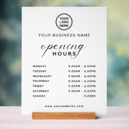 Name and Logo Business Opening Time Table Top