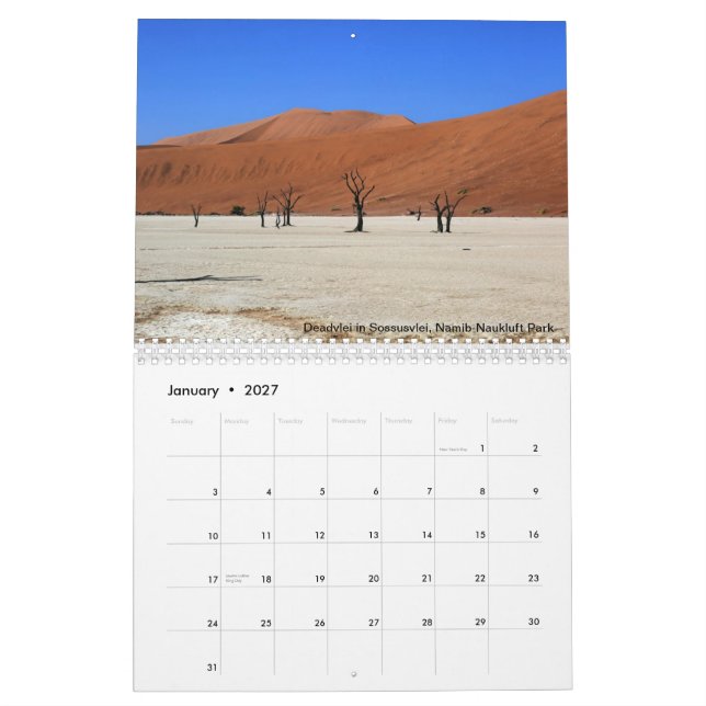 Namibiano imprimiu o calendário (Jan 2027)