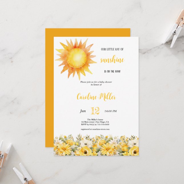 NAMORADA AMARELA, CONVITE DE BABYSHOWER (Frente/Verso In Situ)