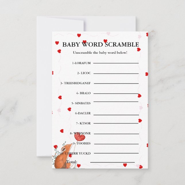 Namorados Baby word scramble chá de fraldas game (Frente)