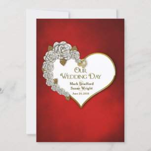 Namorados Coração/Rosas - Convite de Casamento -