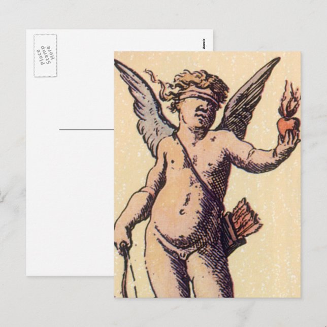 Namorados Cupido Clindfolado, Cartão Vintage Tarot (Frente/Verso)