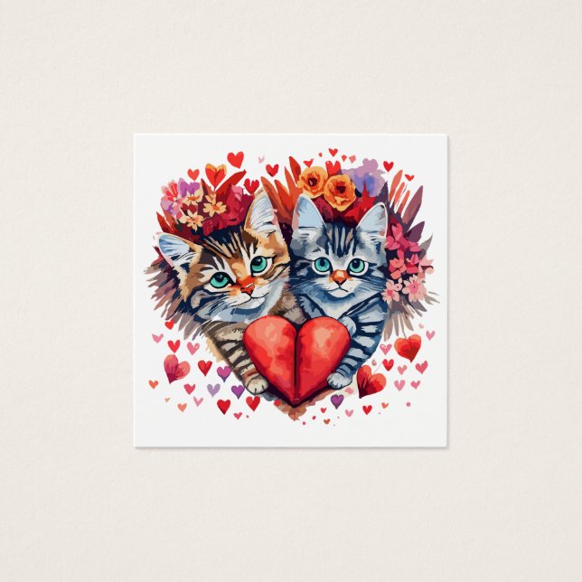 Namorados de aquarela felinos com amor (Frente)