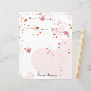 Namorados deixa corações flores Papel de carta pap