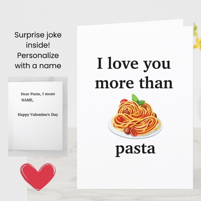 Namorados engraçado - Eu te amo mais do que cartão (A funny joke Valentine's Day card for pasta lovers!)