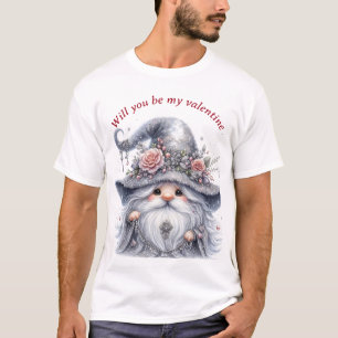 Namorados floral elegante prata gnomo T-Shirt