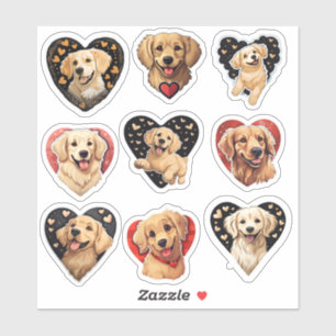 Namorados Ouro Retriever Dog conjunto de 9 adesivo