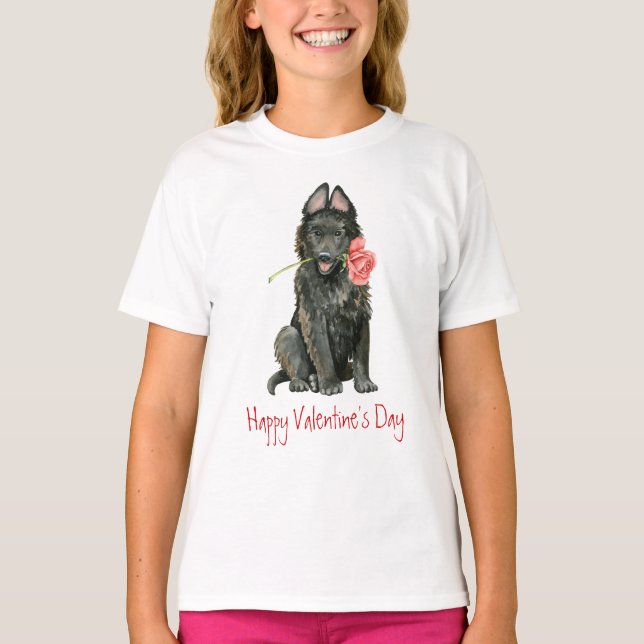 Namorados Rosa belga Sheepdog T-Shirt (Frente)