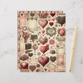 Namorados Vintage - Ephemera Scrapbook Paper