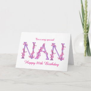 Nan watercolor Orchid - cartão de aniversário de 8