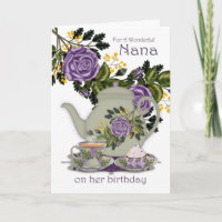 Nana Tea E Cartão De Aniversário De Cupcake