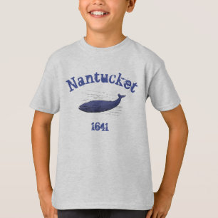 Nantucket, baleia, 1641 t-shirt para rapazes 2