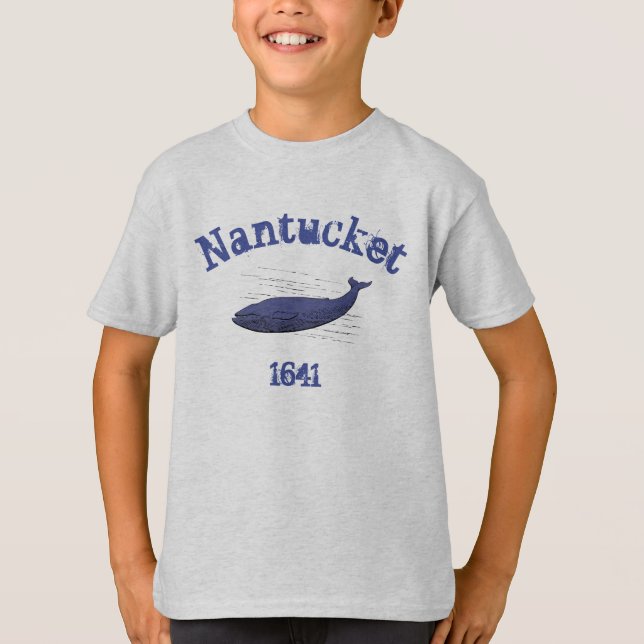 Nantucket, baleia, 1641 t-shirt para rapazes 2 (Frente)