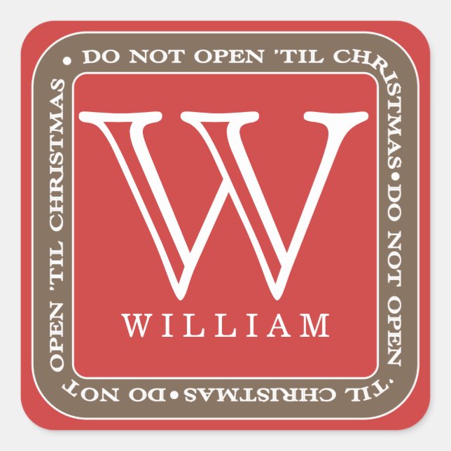 Não Abrir Até O Natal Personalizar O Adesivo De Pr (Frente)