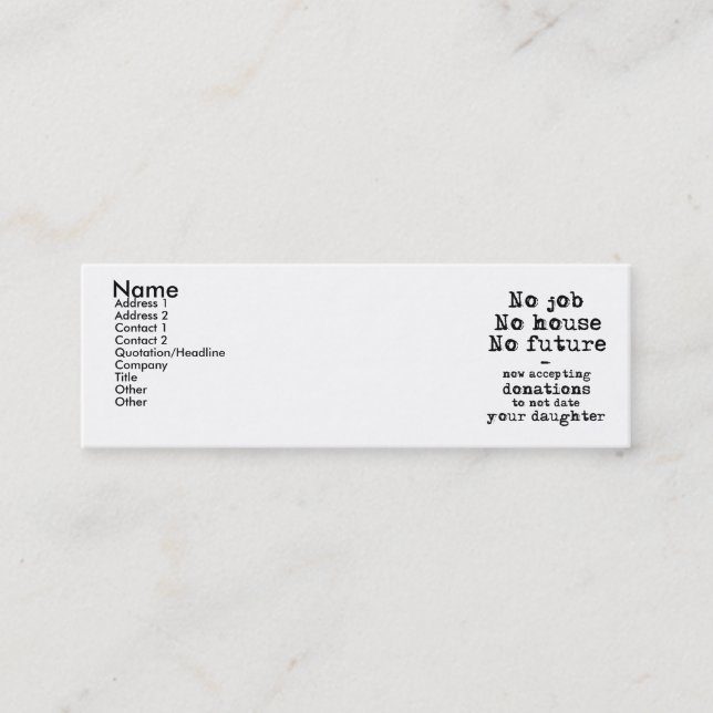 Não date seu cartão de visita das doações da filha (Frente)