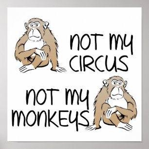 Não É Meu Circo Ou Macacos Placa de Poster Engraça