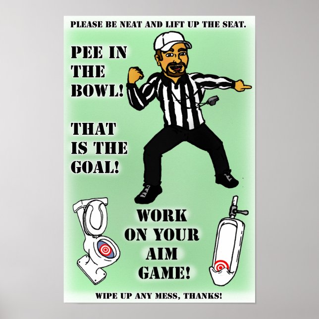 Não faça xixi na poster do assento para rapazes (Frente)