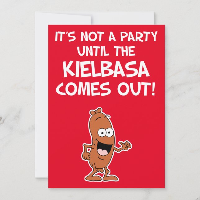 Não Festa Até Kielbasa Convite Polonês (Frente)